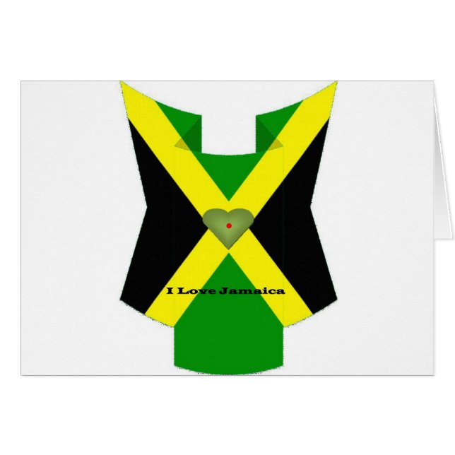 I Love Jamaica National Flag Colours  (Front Horizontal)