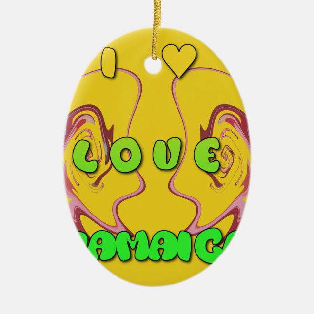 I love Jamaica.png Ceramic Ornament (Front)