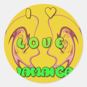 I love Jamaica.png Classic Round Sticker