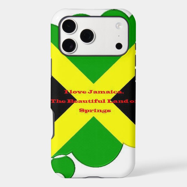 I Love Jamaica Text on Flag Art Print (Verso)