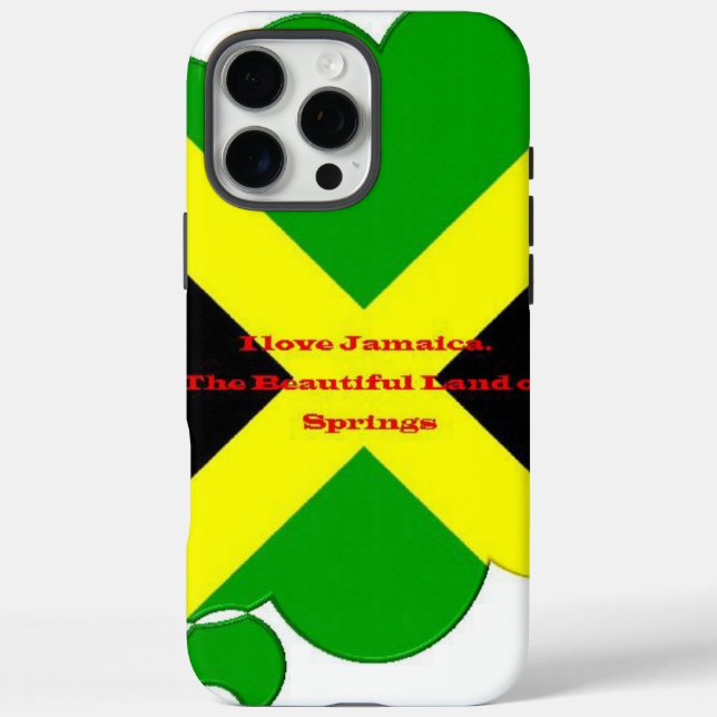 I Love Jamaica Text on Flag Art Print Case-Mate iPhone Case (Back)