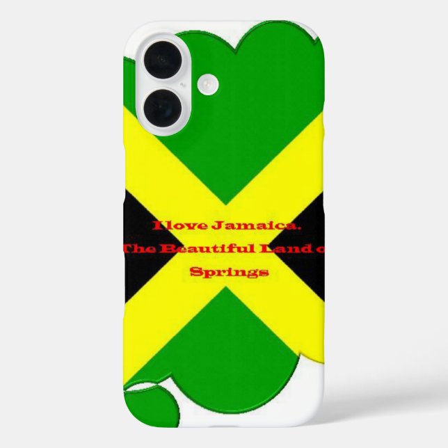 I Love Jamaica Text on Flag Art Print Case-Mate iPhone Case (Back)