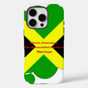 I Love Jamaica Text on Flag Art Print iPhone 16 Pro Case