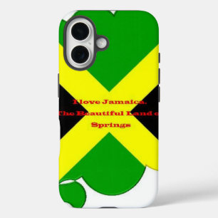 I Love Jamaica Text on Flag Art Print iPhone 16 Case