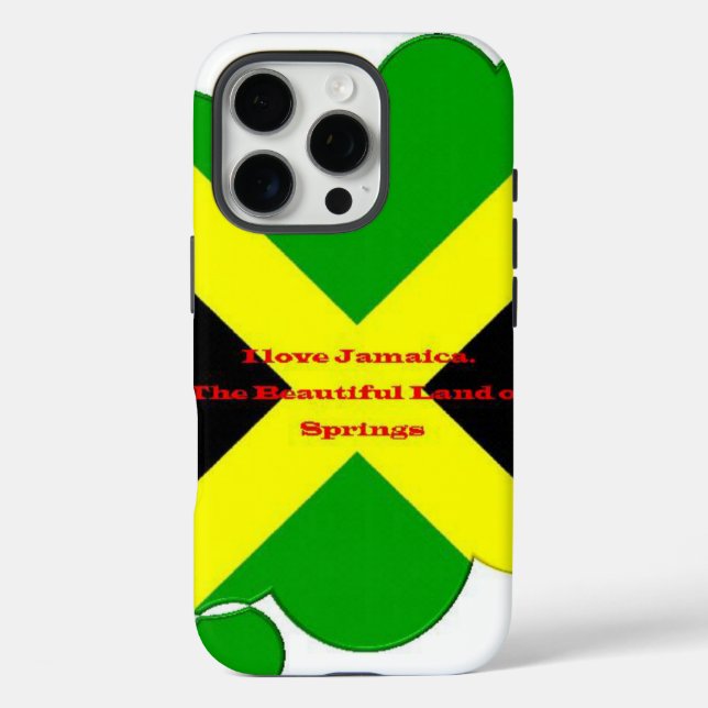 I Love Jamaica Text on Flag Art Print Case-Mate iPhone Case (Back)