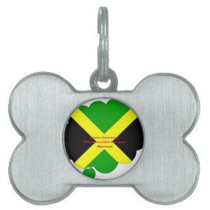 I Love Jamaica Text on Flag Art Print Pet ID Tag