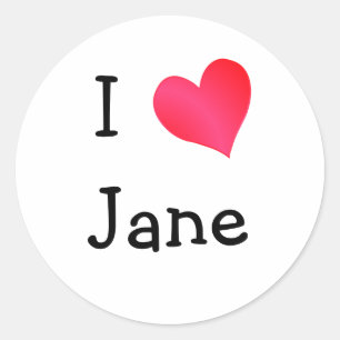 I Love Jane Classic Round Sticker