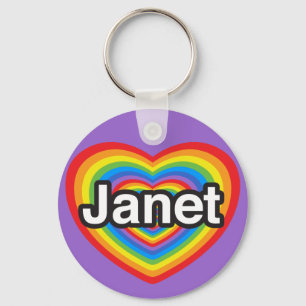 I love Janet. I love you Janet. Heart Keychain