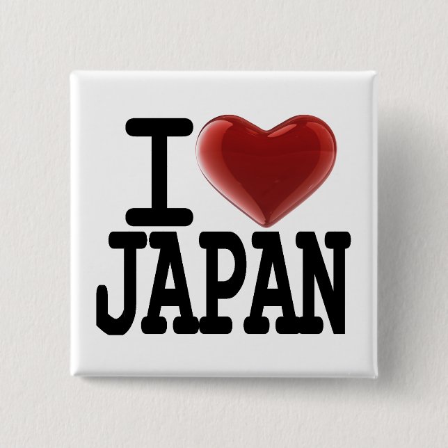 I Love JAPAN 2 Inch Square Button (Front)