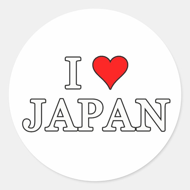 I Love Japan Classic Round Sticker (Front)