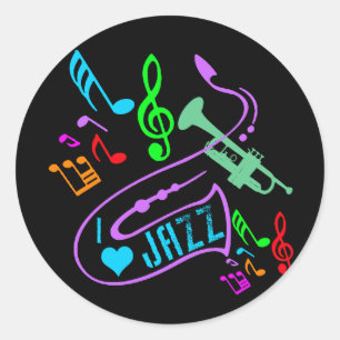 I LOVE JAZZ CLASSIC ROUND STICKER