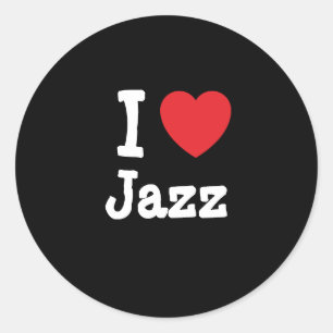 I love Jazz heart custom personalized Classic Round Sticker