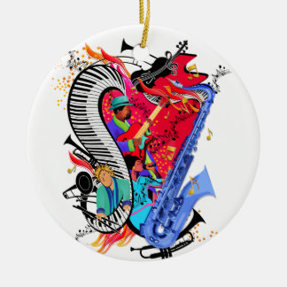 I Love Jazz Music Colourful Musicians Art Print Ceramic Ornament