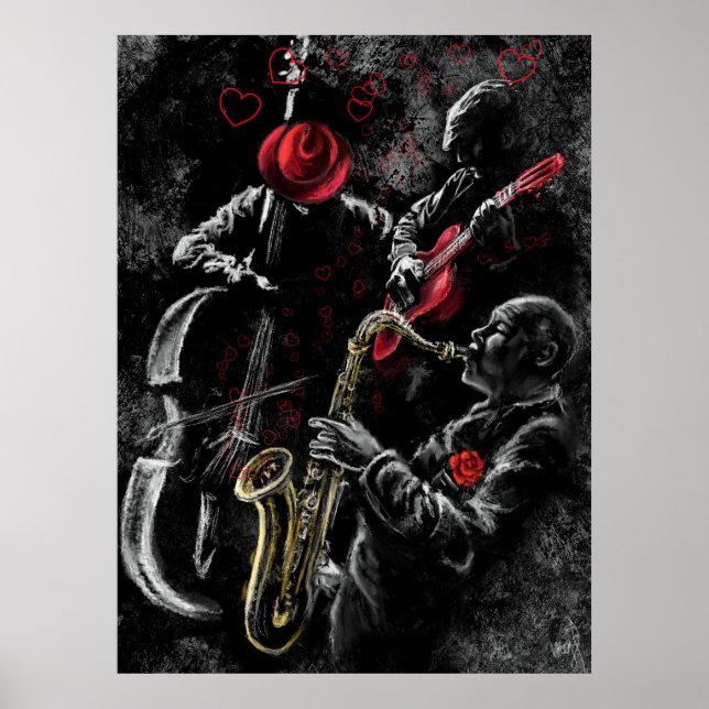 I Love Jazz Music Poster - Peinture Art (Devant)