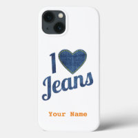 I love Jeans vintage Fashion Design with Seam Hear