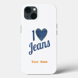 I love Jeans vintage Fashion Design with Seam Hear iPhone 13 Case