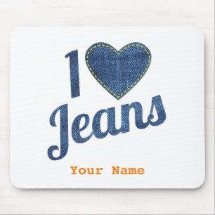 I love Jeans vintage Fashion Design with Seam Hear Mouse Pad