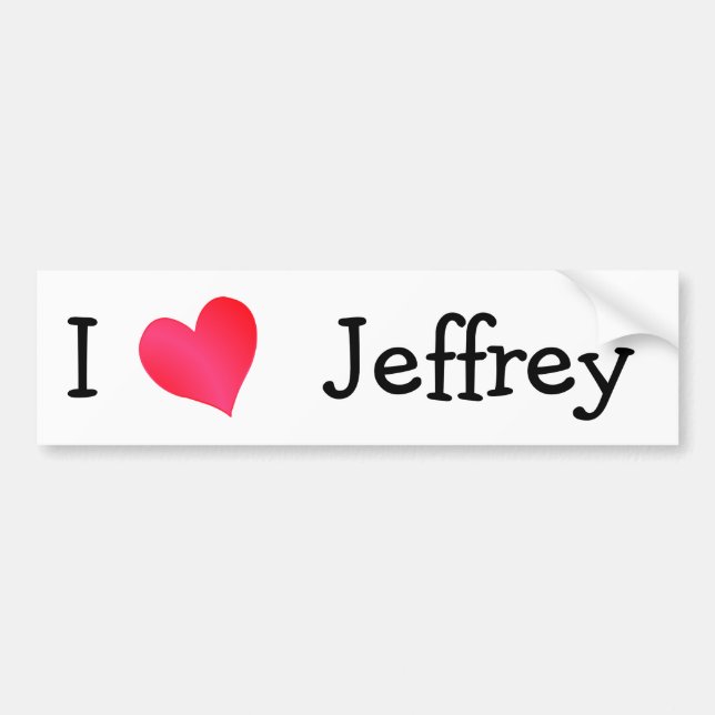 I Love Jeffrey Bumper Sticker (Front)