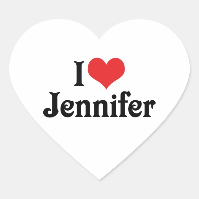 I Love Jennifer Heart Sticker (Front)