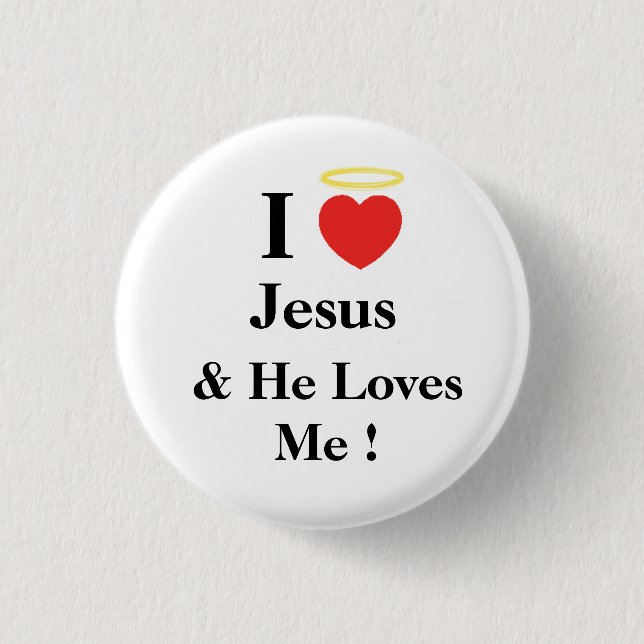 i love jesus 1 inch round button (Front)
