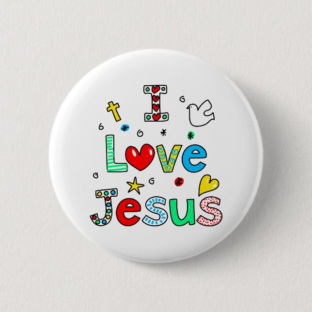 I Love Jesus 2 Inch Round Button (Front)