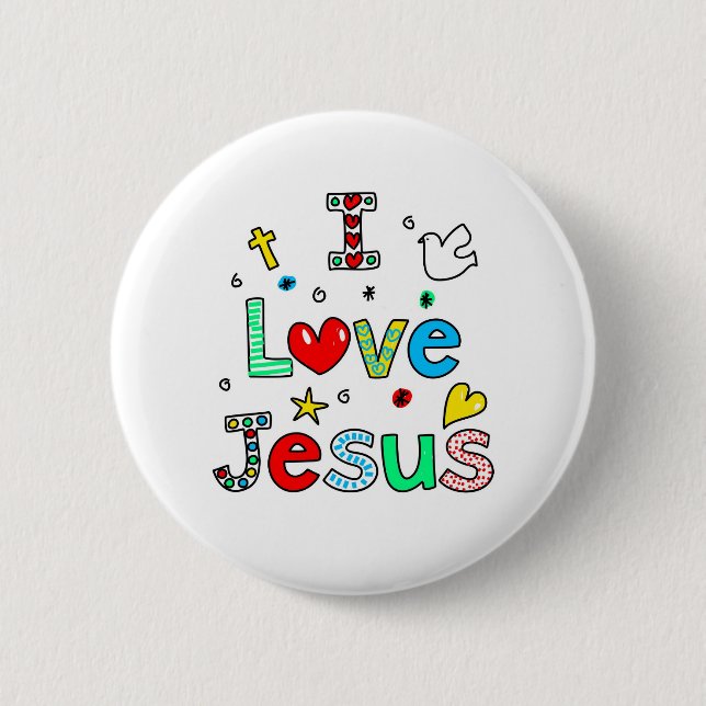 I Love Jesus 2 Inch Round Button (Front)