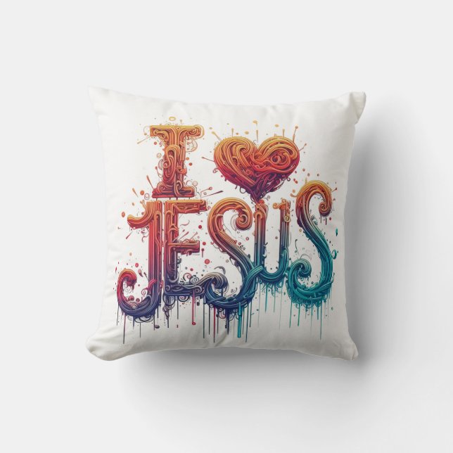 I Love Jesus #3 Throw Pillow (Front)