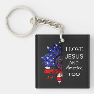 I Love Jesus and America Too,4th July T-Shirt Keychain