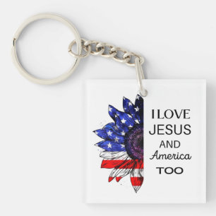 I Love Jesus and America Too Keychain
