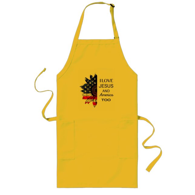  I Love Jesus and America Too Long Apron (Front)