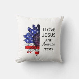 I Love Jesus and America Too Throw Pillow