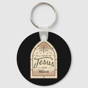 I Love Jesus And Billiards Lover Christian Pool Pl Keychain