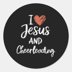 I Love Jesus And Cheerleading Christian Religious Classic Round Sticker