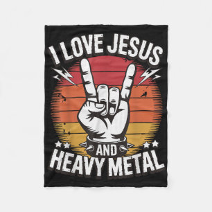 I Love Jesus And Heavy Metal 1 Fleece Blanket