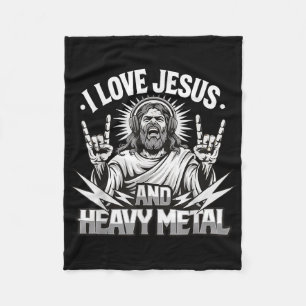 I Love Jesus And Heavy Metal 2 Fleece Blanket