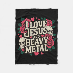 I Love Jesus And Heavy Metal 4 Fleece Blanket