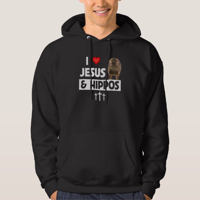 I Love Jesus and Hippos Christian Wildlife Safari  Hoodie (Front)