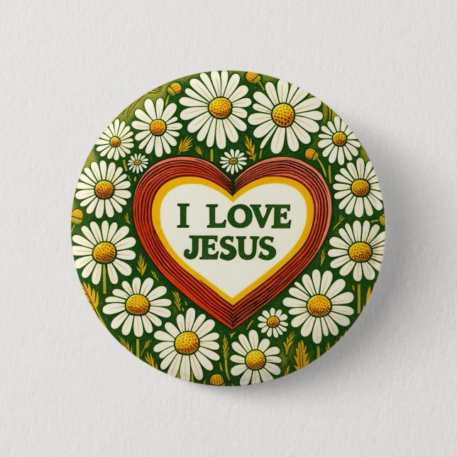 I Love Jesus and Jesus loves You                   2 Inch Round Button (Front)