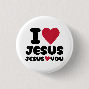 I Love Jesus and Jesus Loves You Christian 1 Inch Round Button