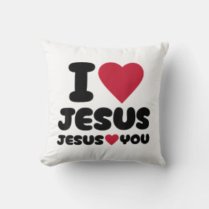 I Love Jesus and Jesus Loves You Christian Throw Pillow