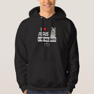I Love Jesus and My Alaskan Malamute Paws Mom Dad  Hoodie