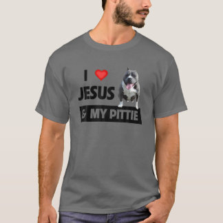 I Love Jesus And My Pittie Pitbull Dog Mom Dad Pet T-Shirt