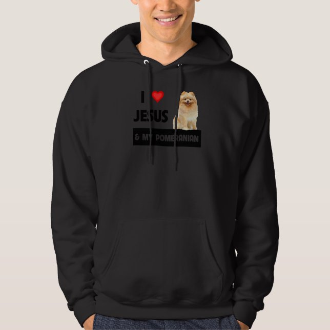 I Love Jesus And My Pomeranian Dog Mom And Dad Chr Hoodie (Front)