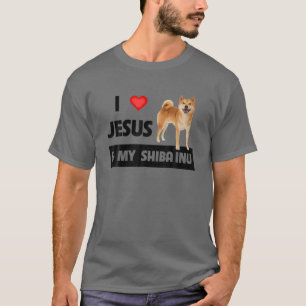 I Love Jesus And My Shiba Inu Dog Mom Dad Christia T-Shirt