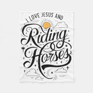 I Love Jesus And Riding Horses Horseback Girls Wom Fleece Blanket