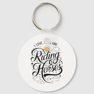 I Love Jesus And Riding Horses Horseback Girls Wom Keychain