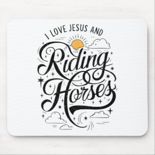 I Love Jesus And Riding Horses Horseback Girls Wom Mouse Pad