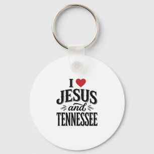I Love Jesus and Tennessee Vintage Christian Desig Keychain