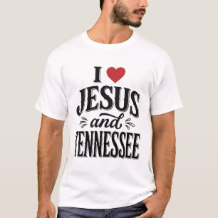 I Love Jesus and Tennessee Vintage Christian Desig T-Shirt