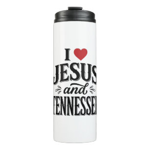 I Love Jesus and Tennessee Vintage Christian Desig Thermal Tumbler